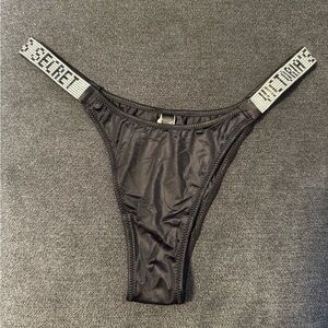 Victoria's Secret Black Thong with Rhinestone Detail